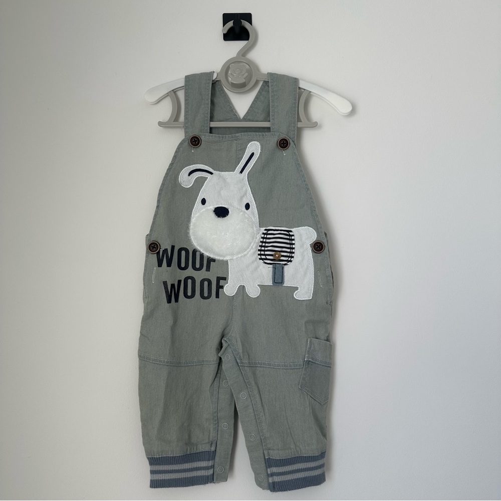 Blue Dog Print Baby Overalls